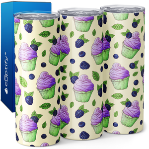 Blueberry Black Raspberry Purple Cupcakes 20oz Skinny Tumbler