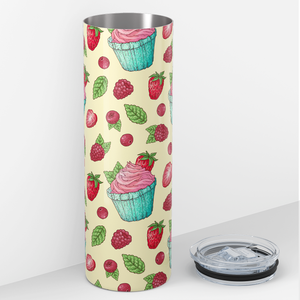 Strawberry Raspberry Cherry Cupcakes 20oz Skinny Tumbler