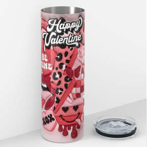 Inflated Happy Valentine Retro Hearts 20oz Skinny Tumbler