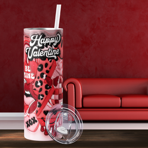 Inflated Happy Valentine Retro Hearts 20oz Skinny Tumbler