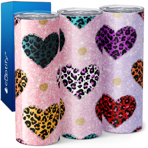 Leopard Print Hearts Pattern 20oz Skinny Tumbler