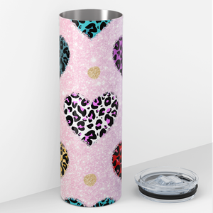 Leopard Print Hearts Pattern 20oz Skinny Tumbler