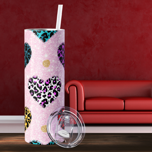 Leopard Print Hearts Pattern 20oz Skinny Tumbler