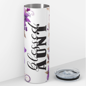 Blessed Aunt on Lavender Flowers 20oz Skinny Tumbler