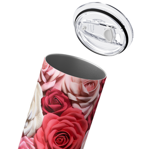 Pink and White Roses 3D 20oz Skinny Tumbler