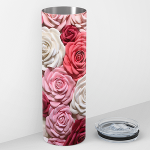 Pink and White Roses 3D 20oz Skinny Tumbler