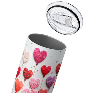 Embroidered Heart Balloons 20oz Skinny Tumbler