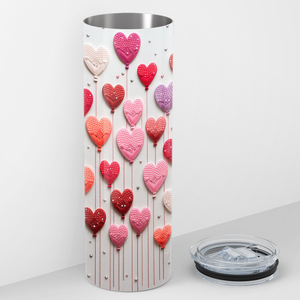 Embroidered Heart Balloons 20oz Skinny Tumbler