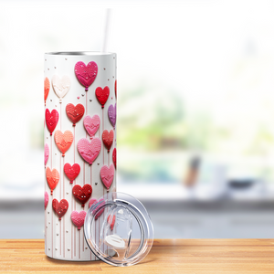 Embroidered Heart Balloons 20oz Skinny Tumbler