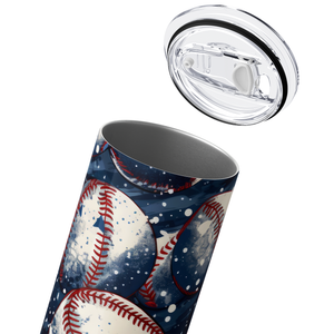 Baseballs on Blue and Stars 20oz Skinny Tumbler