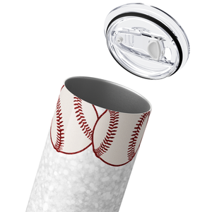 Baseballs with Gold and Red Glitter 20oz Skinny Tumbler