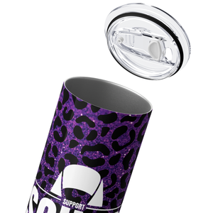 Lupus Warrior Support Squad Purple Leopard Print 20oz Skinny Tumbler