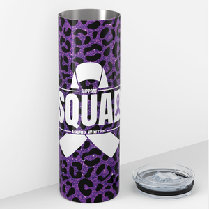 Lupus Warrior Support Squad Purple Leopard Print 20oz Skinny Tumbler