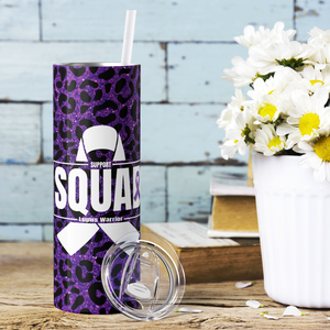 Lupus Warrior Support Squad Purple Leopard Print 20oz Skinny Tumbler