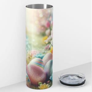 Glitter Easter Eggs Flower Field 20oz Skinny Tumbler