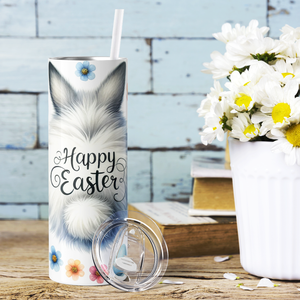 Happy Easter Bunny Tail and Easter Eggs 20oz Skinny Tumbler