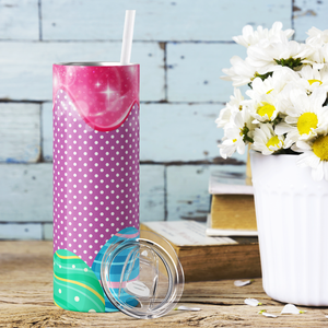 Easter Eggs Polka Dots and Drip 20oz Skinny Tumbler