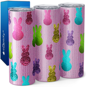 Glitter Bunnies on Pink 20oz Skinny Tumbler