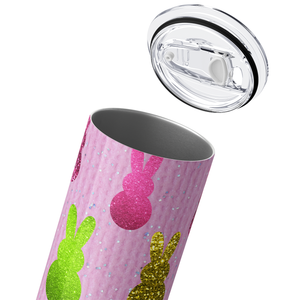 Glitter Bunnies on Pink 20oz Skinny Tumbler