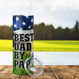 Best Dad by Par American Flag Golf 20oz Skinny Tumbler