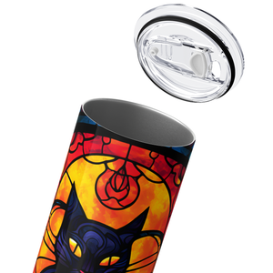 Cat on Stained Glass 20oz Skinny Tumbler