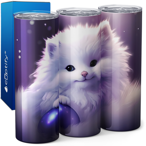 Cat with Purple Ball 20oz Skinny Tumbler