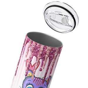 Cute Cats on Pink Glitter 20oz Skinny Tumbler