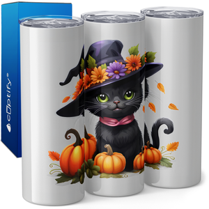 Halloween Witch Cat 20oz Skinny Tumbler