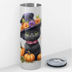 Halloween Witch Cat 20oz Skinny Tumbler