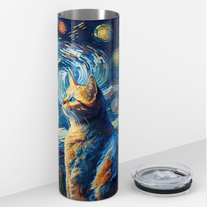 Starry Night Cat 20oz Skinny Tumbler