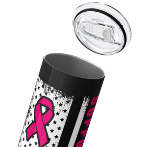 Breast Cancer Awareness Support Squad Flag 20oz Skinny Tumbler