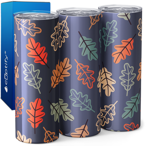 Cute Fall Leaves on Purple 20oz Skinny Tumbler