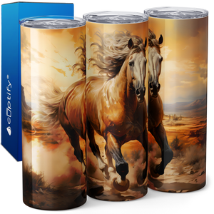 Desert Dynamo in Mid Gallop Across a Desert 20oz Skinny Tumbler