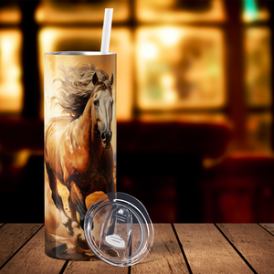 Desert Dynamo in Mid Gallop Across a Desert 20oz Skinny Tumbler