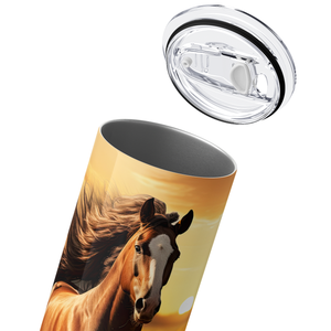 Horse Running through a Field of Sunflowers 20oz Skinny Tumbler