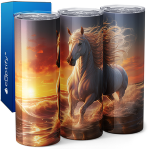 Mystic Gallop Horse in the Beach 20oz Skinny Tumbler