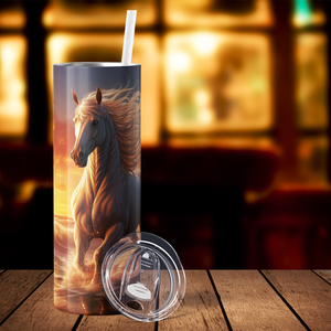 Mystic Gallop Horse in the Beach 20oz Skinny Tumbler