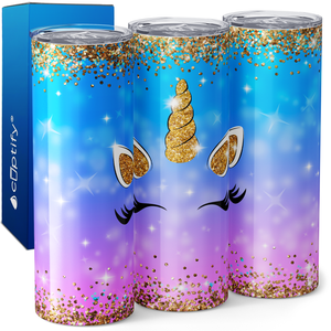 Unicorn Face Gold 20oz Skinny Tumbler