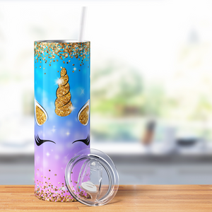 Unicorn Face Gold 20oz Skinny Tumbler