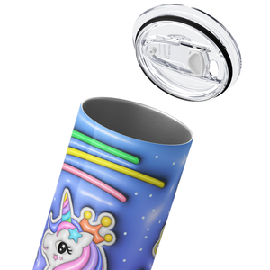 Unicorn Flying on Rainbow Inflated Balloon 20oz Skinny Tumbler