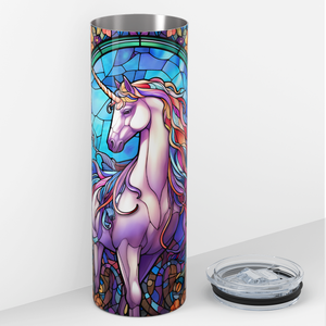 Pink Unicorn Stained Glass 20oz Skinny Tumbler