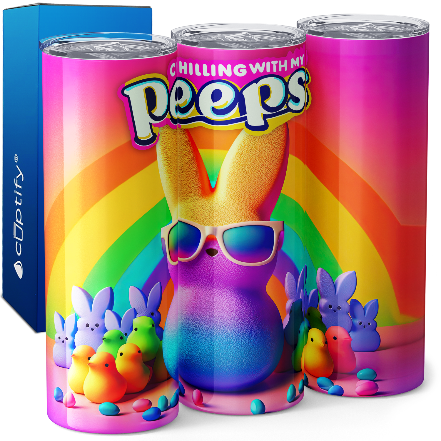 Rainbow Chilling with my Peeps 20oz Skinny Tumbler