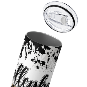 Volleyball Mom on Cowhide Print 20oz Skinny Tumbler