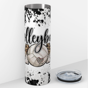 Volleyball Mom on Cowhide Print 20oz Skinny Tumbler