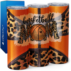 Leopard Print Basketball Mom 20oz Skinny Tumbler