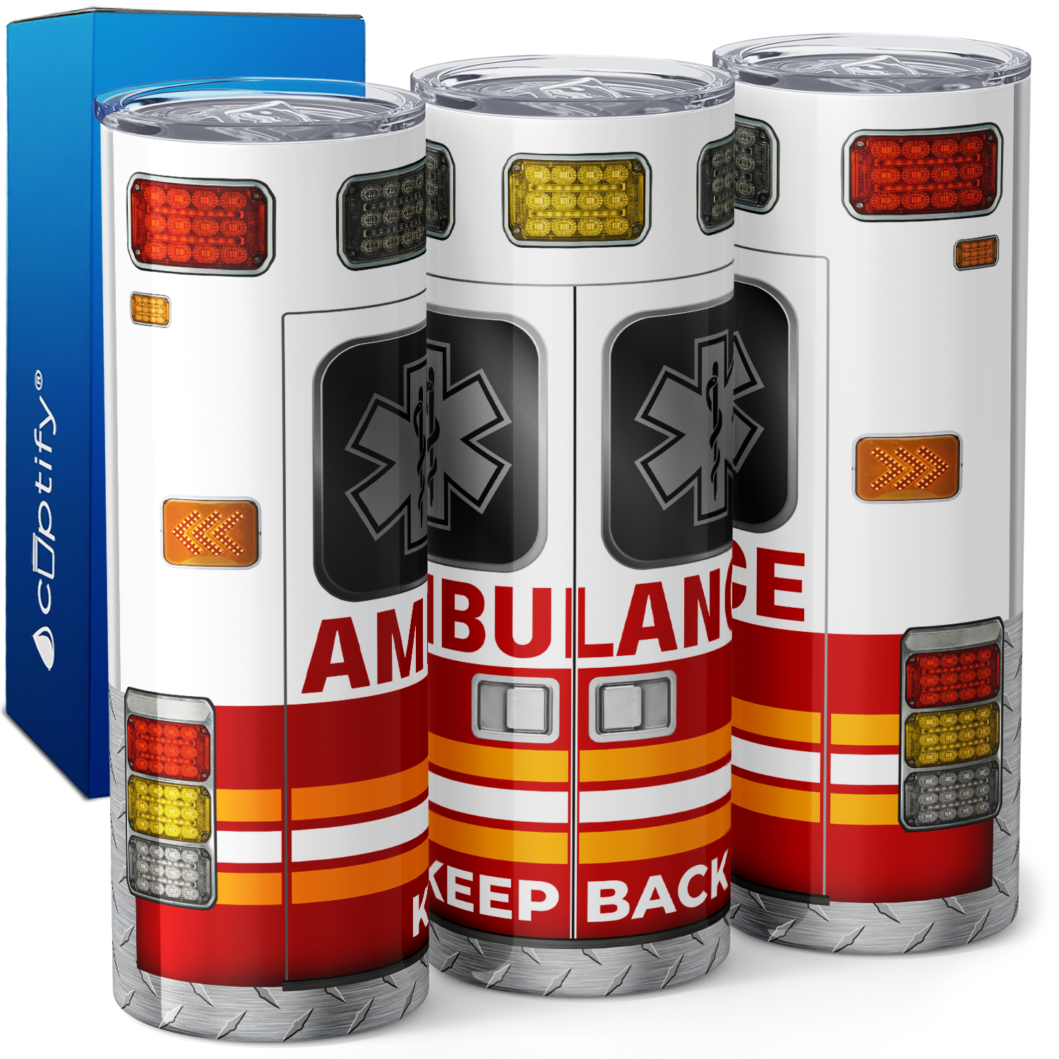 Paramedic Ambulance White and Red 20oz Skinny Tumbler