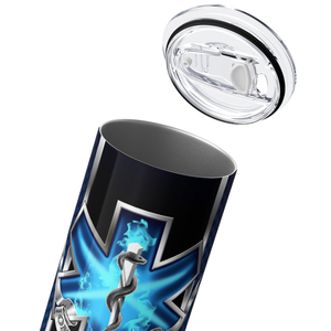 Personalized On Call for Life Blue Carbon Fiber 20oz Skinny Tumbler