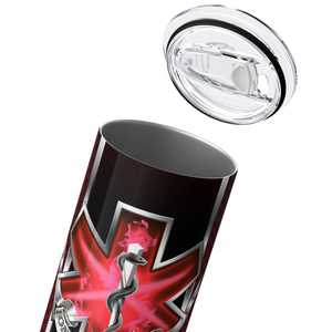 Personalized On Call for Life Red Carbon Fiber 20oz Skinny Tumbler