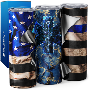 Patriotic Paramedic Star of Life Flag 20oz Skinny Tumbler