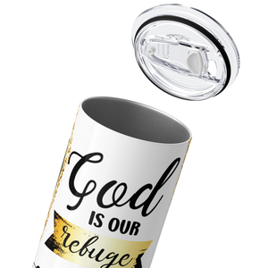 God is Our Refuge and Strength in Black and Gold 20oz Skinny Tumbler